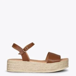 TARIFA - Sandales à Plateforme En Jute CUIR