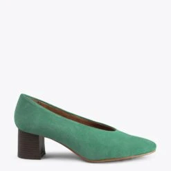 URBAN STYLE – Chaussures à Talon Bas En Nubuck VERT