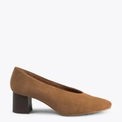URBAN STYLE – Chaussures à Talon Bas En Nubuck CAMEL