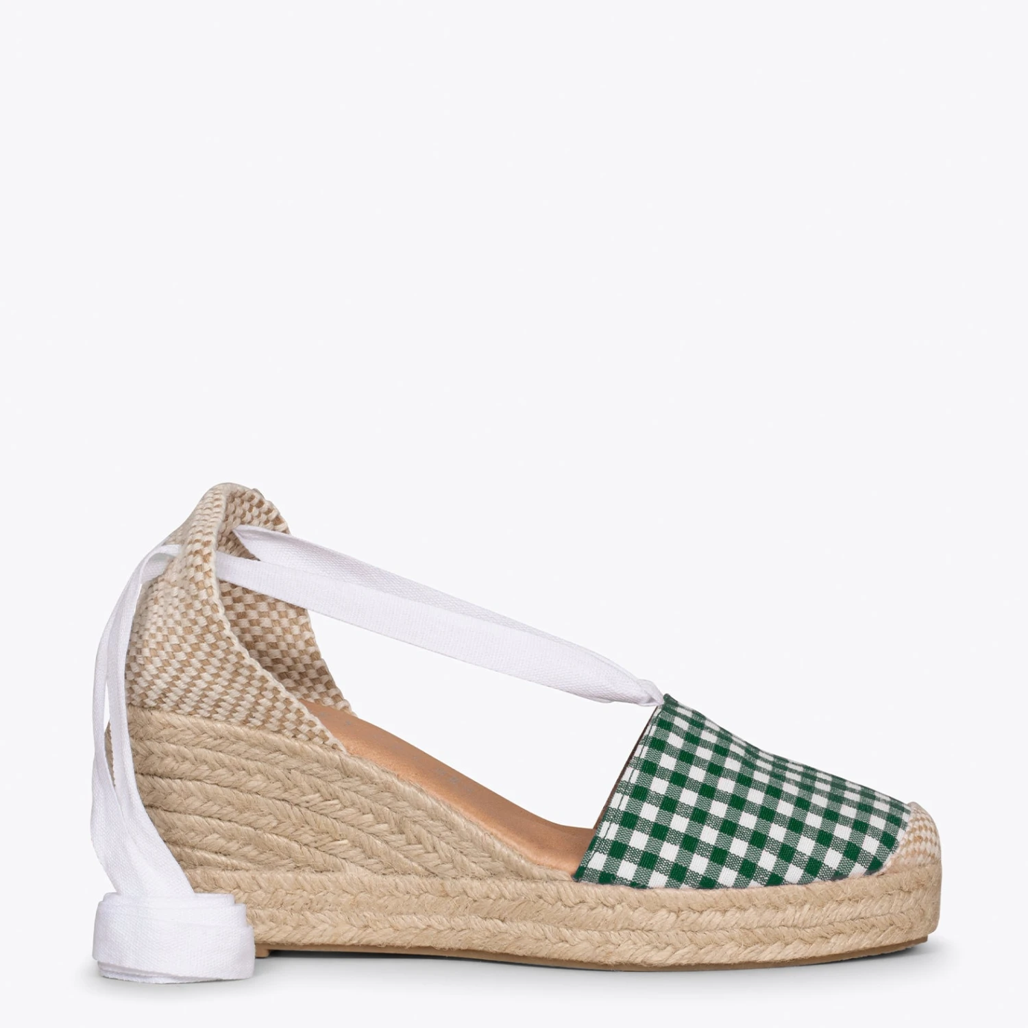 VERA - Espadrilles Ă Carreaux Vichy VERT Avec Lacets