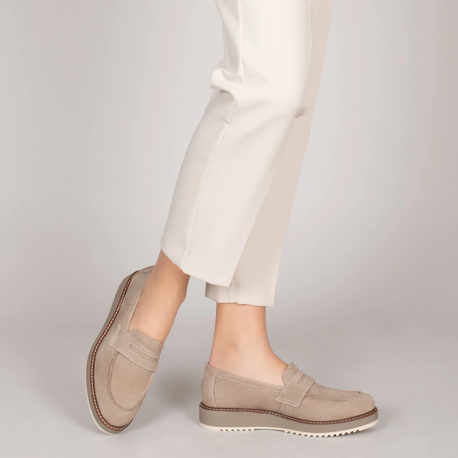 CASUAL - Mocassins Pour Femmes Avec Plateforme TAUPE – Image 6