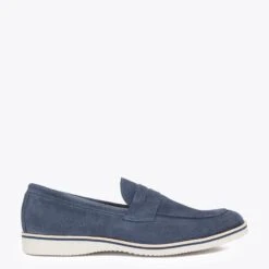 Mocassins Homme Memory Foam Bleu Canard