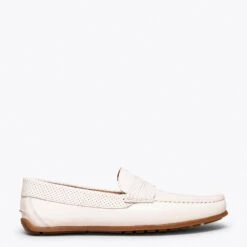 MOCASSIN - Mocassin En Cuir Décontracté Pour Homme BLANC