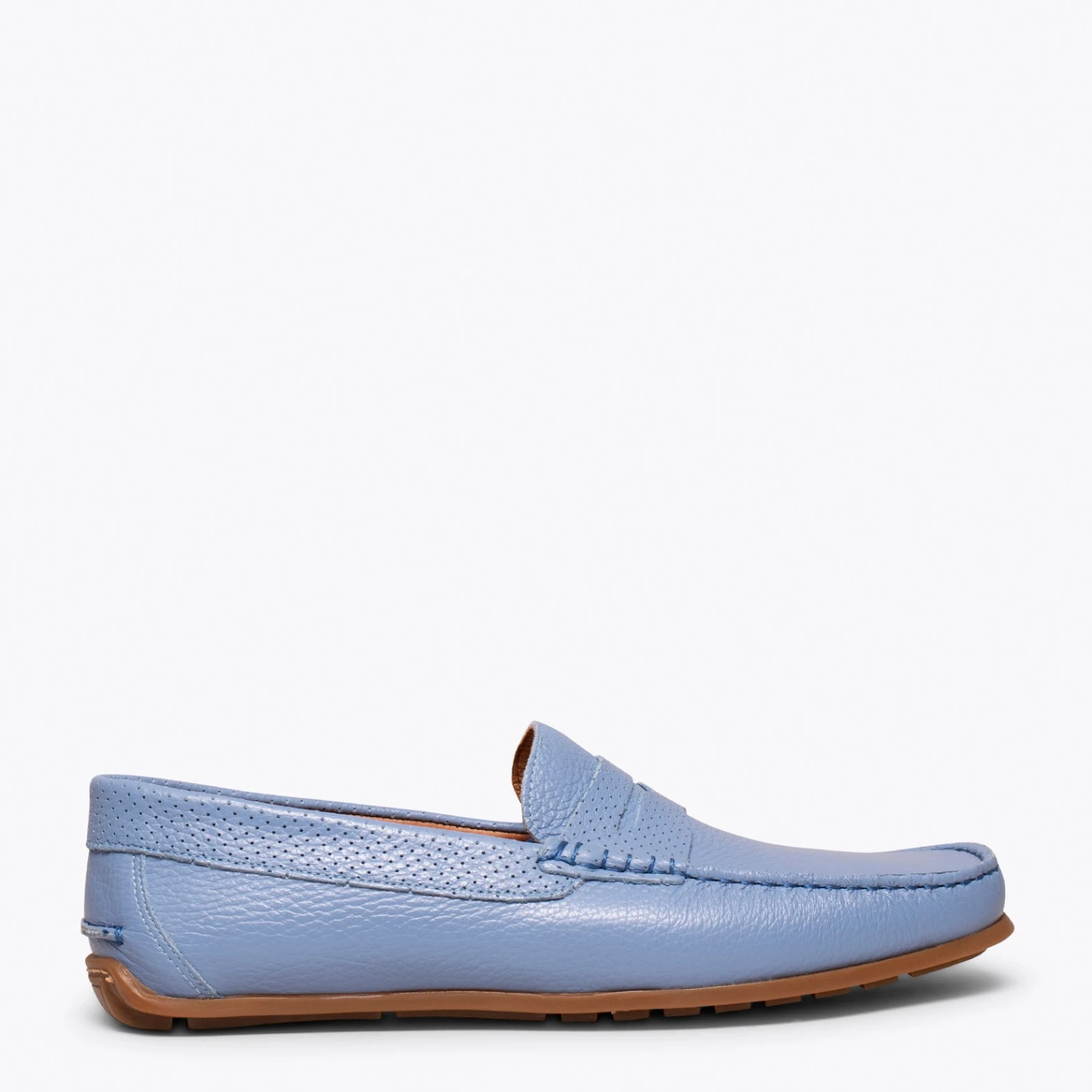 MOCASSIN - Mocassin En Cuir Décontracté Pour Homme BLEU CLAIR