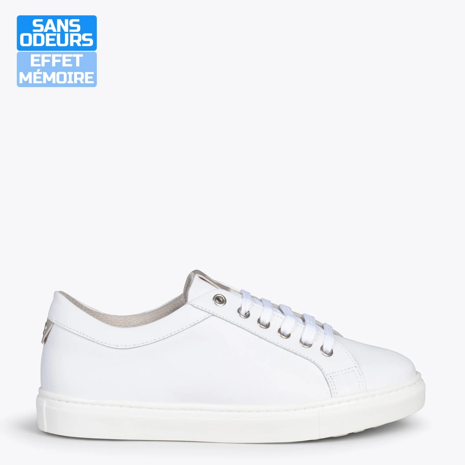 SNEAKER – Baskets Casual Pour Femme BLANC-ARGENTÉ