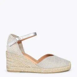 DUNA – Espadrilles En Lin Métallisé ARGENTÉ