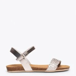 AIRE - Sandales Plates ARGENTà à Bride Tressée