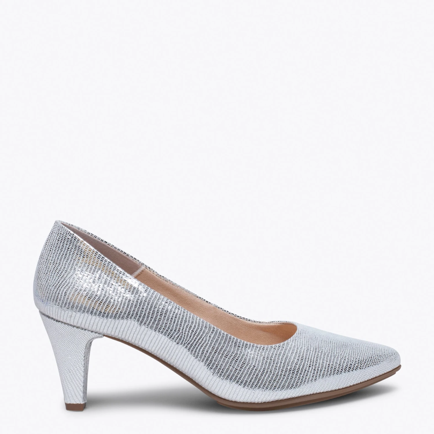 URBAN DIAMOND- Chaussure à Talon En Cuir Métallisé ARGENTÉ