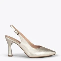 GLAM À BRIDE ARRIÈRE – Chaussures à Talon En Cuir Nappa DORÉ