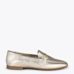 STYLE – Mocassins En Cuir Avec Détail Métallique PLATINE