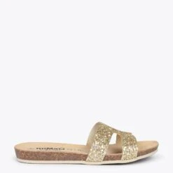 CLIVIA – Sandales Plates DORÉ