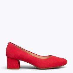 URBAN ROND – Chaussures à Talon Bas En Daim ROUGE