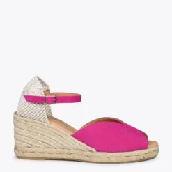 SITGES – Espadrilles Compensées à Bout Ouvert FUCHSIA