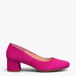 URBAN ROND – Chaussures à Talon Bas En Daim FUCHSIA