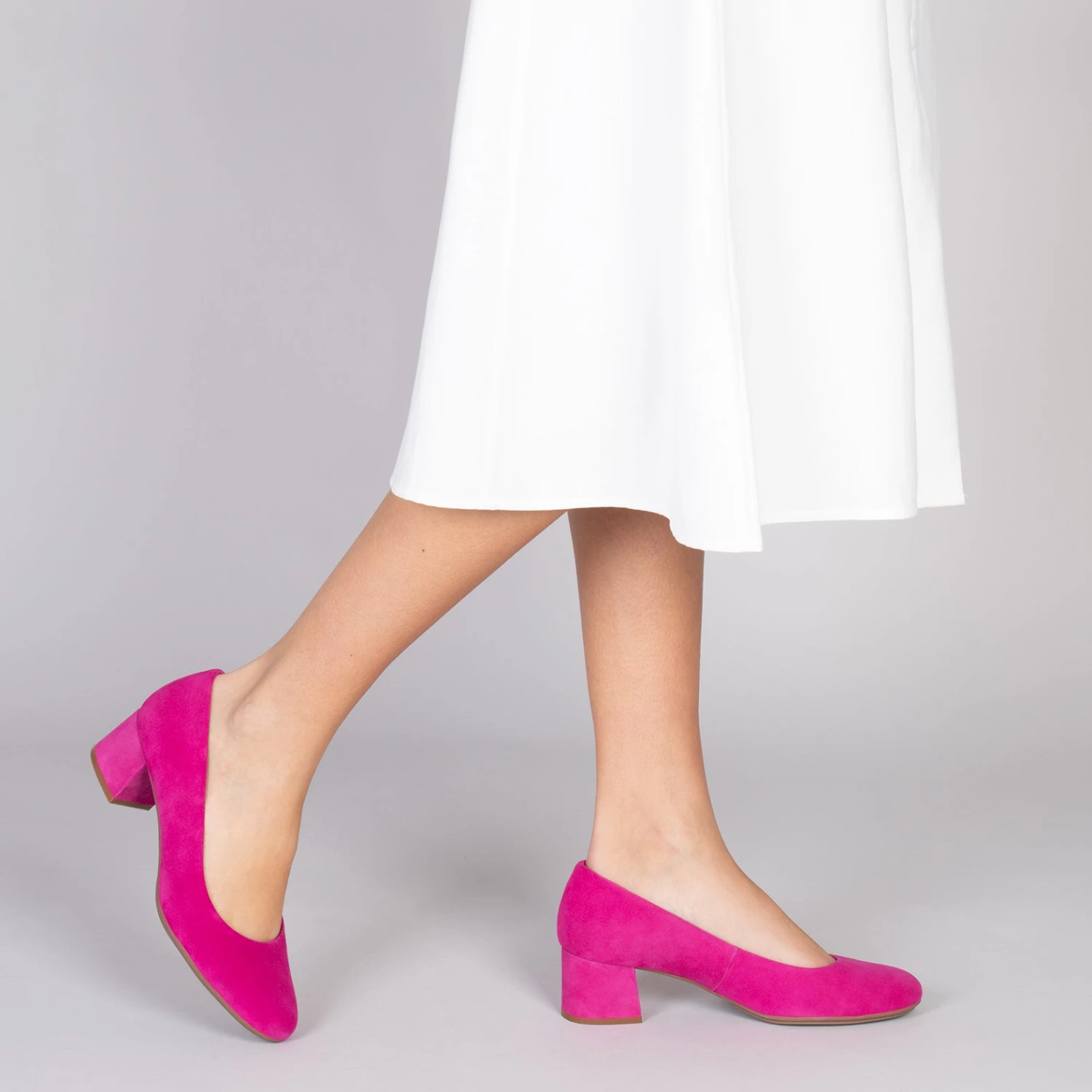 URBAN ROND – Chaussures à Talon Bas En Daim FUCHSIA – Image 6