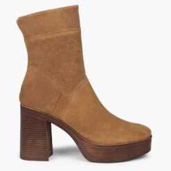 SOUL - Bottines à Tige Haute En Cuir Nubuck CAMEL
