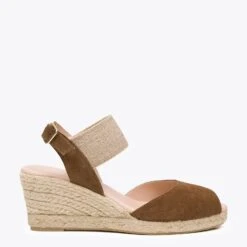 CALA - Espadrilles Compensées Peeptoe CAMEL