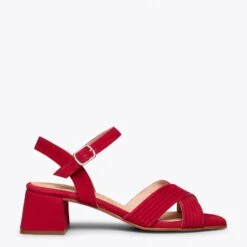 CALA - Sandales ROUGE à Talon Moyens à Brides Croisées