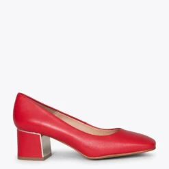 FEMME - Chaussures à Talon à Bout Carré ROUGE