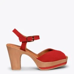 MENORCA - Sandales Ă Plateforme ROUGE Et Talon Haut