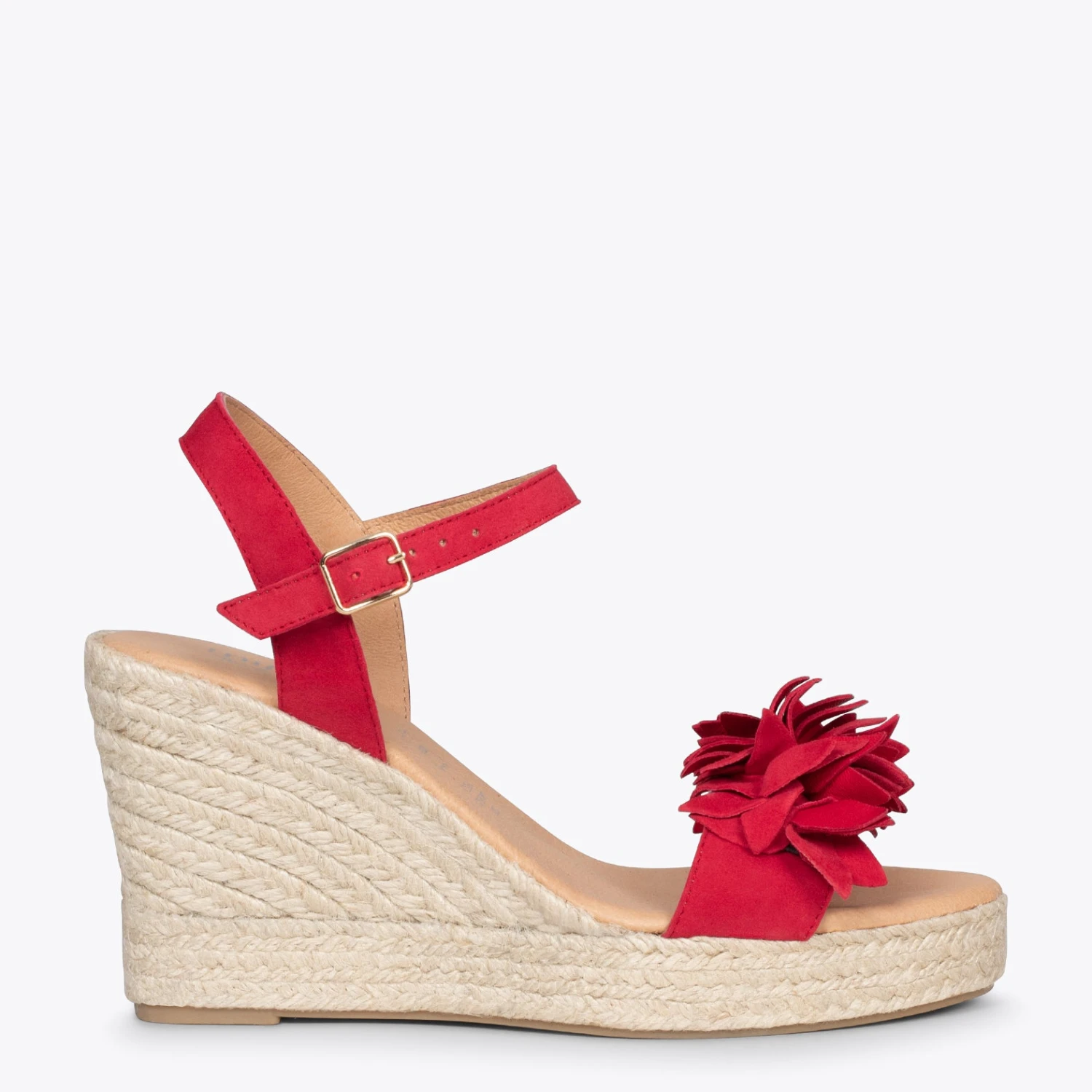 ZAHARA - Espadrilles Hautes Avec Fleurs ROUGE