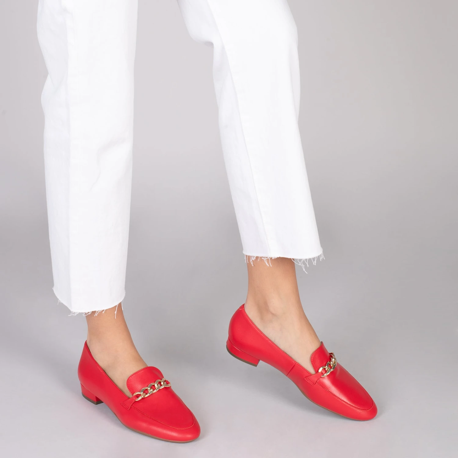 CHAIN – Mocassins En Cuir Pour Femme ROUGE – Image 6