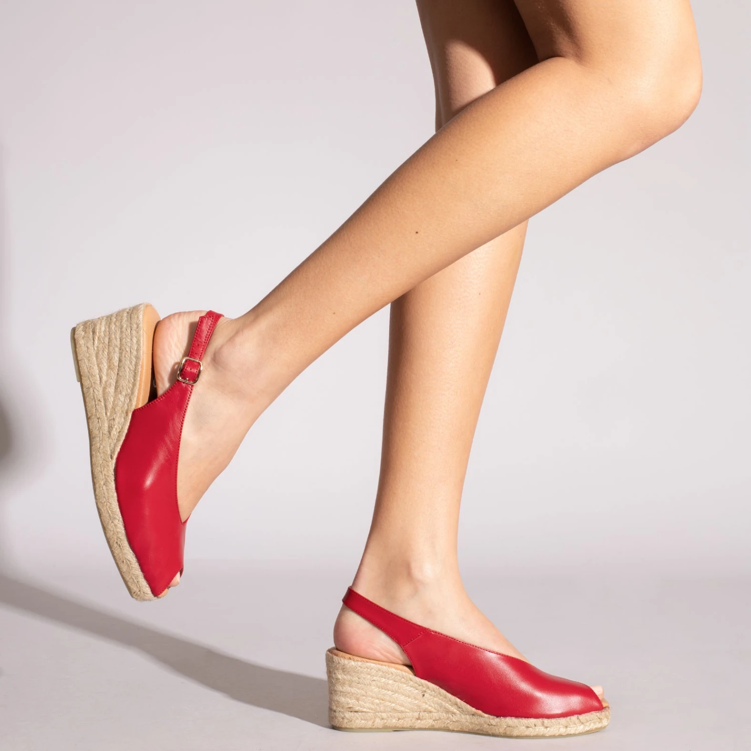 MOJÁCAR - Espadrilles Compensées ROUGE Talon Ouvert – Image 7