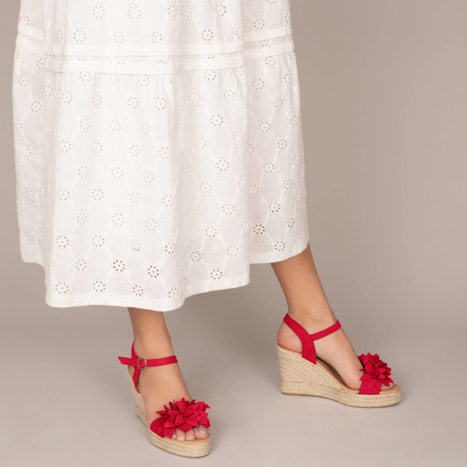 ZAHARA - Espadrilles Hautes Avec Fleurs ROUGE – Image 6