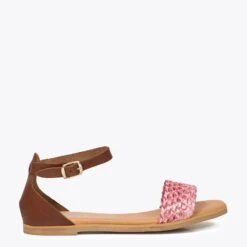 RAPHIA - Sandale Plate En Raphia ROSE