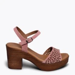 MENORCA - Sandale Ă Talon ROSE Avec Gravure Au Laser