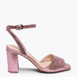 LUNE- Sandale Métallisée ROSE à Talon