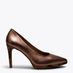 GLAM STAR- Chaussure ROSÉ Avec Talon Aiguille Serpent