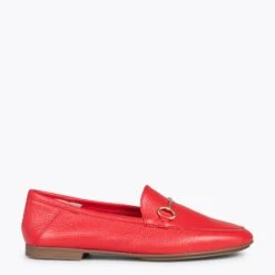 STYLE – Mocassins En Cuir Avec Détail Métallique ROUGE