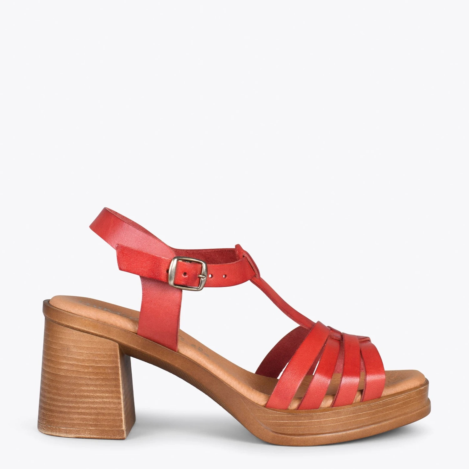 CRETA –Sandale Bride En T ROUGE