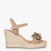 ZAHARA - Espadrilles Hautes Avec Fleurs TAUPE