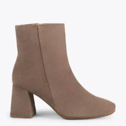 PARIS – Bottines à Talon Bloc Et Bout Carré TAUPE