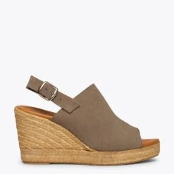 ZENIA - Sabot Compensé Espadrille TAUPE