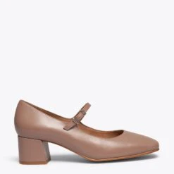 BELLA - Chaussures Avec Bracelet Et Bout Carré TAUPE