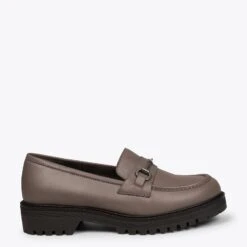 MORS - Mocassins Ă Talon Bas Et Ă Plateforme TAUPE