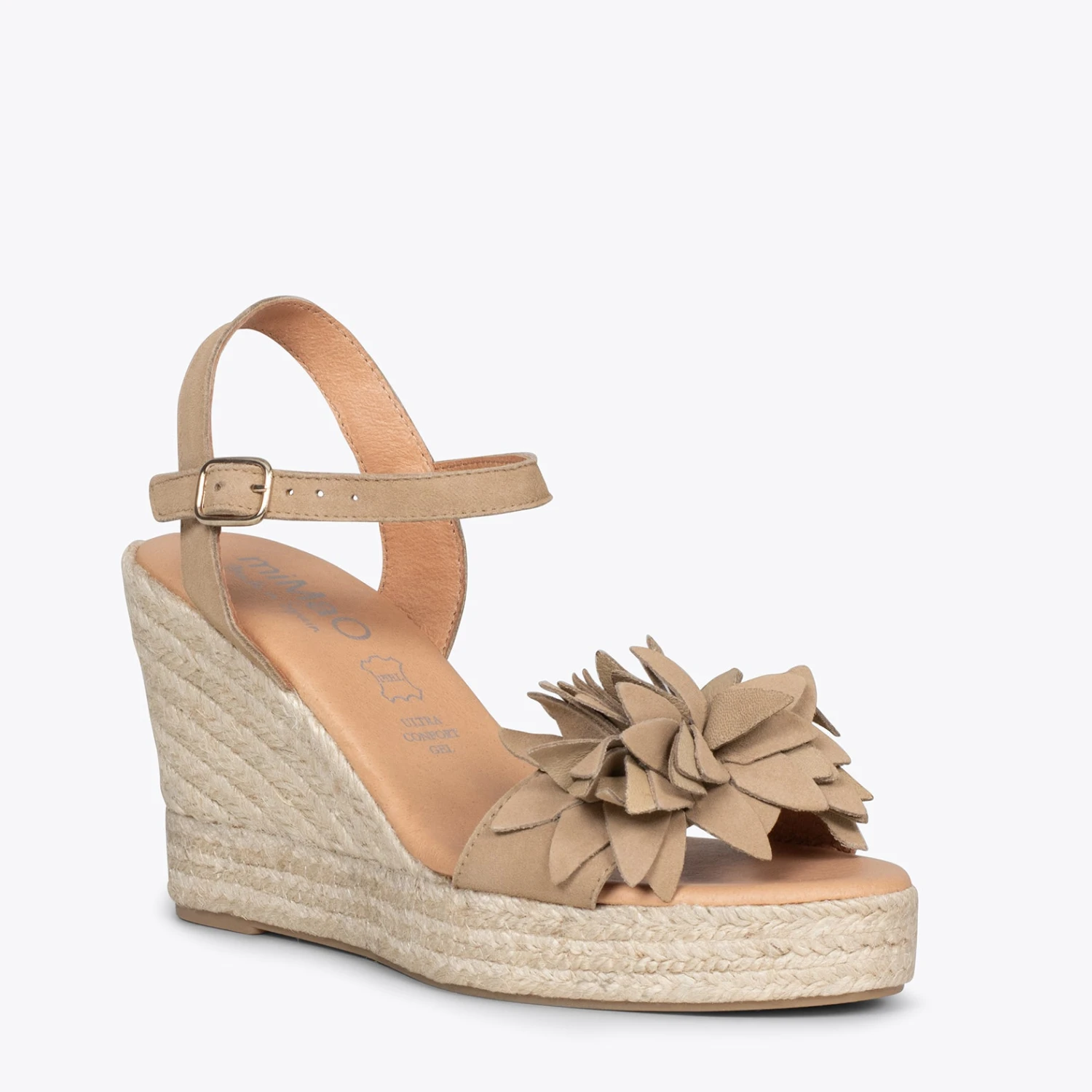 ZAHARA - Espadrilles Hautes Avec Fleurs TAUPE – Image 4