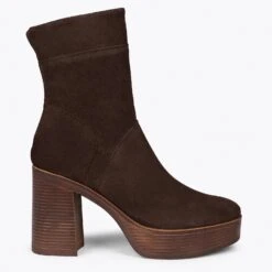 SOUL - Bottines à Tige Haute En Cuir Nubuck MARRON