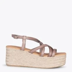 ALAJAR - Sandales Compensées En Jute TAUPE