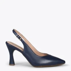 GLAM À BRIDE ARRIÈRE – Chaussures à Talon En Cuir Nappa BLEU MARINE