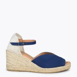 SITGES – Espadrilles Compensées à Bout Ouvert BLEU MARINE