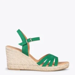 HOYAMBRE - Sandales à Talon Compensé En Jute VERT