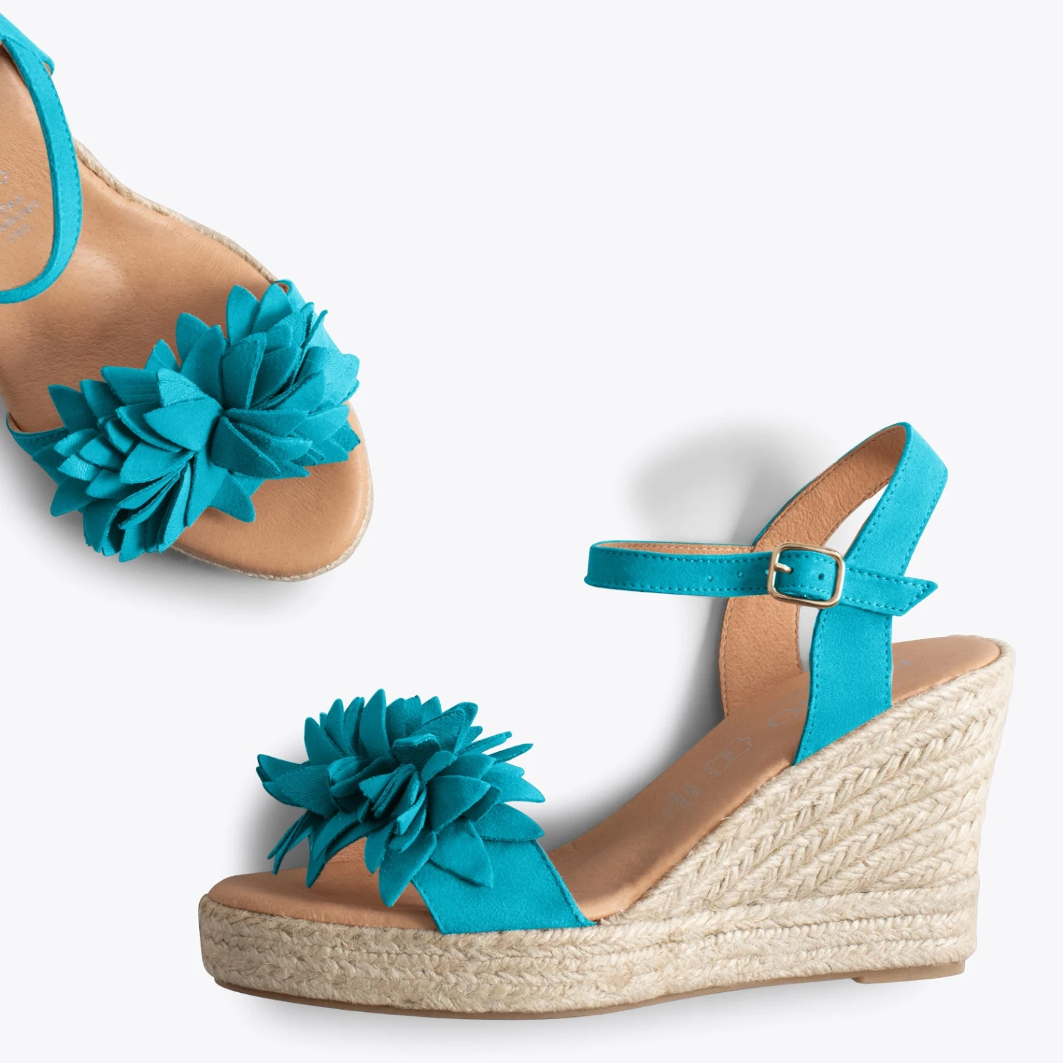 ZAHARA - Espadrilles Hautes Avec Fleurs TURQUOISE – Image 2
