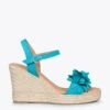 ZAHARA - Espadrilles Hautes Avec Fleurs TURQUOISE