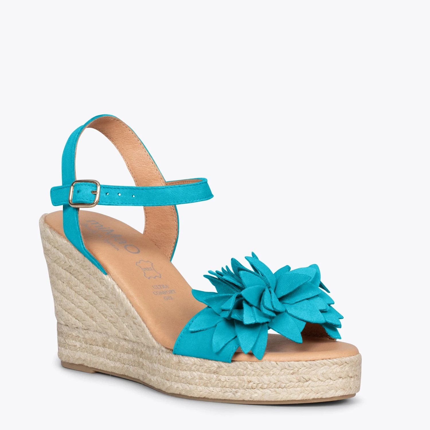 ZAHARA - Espadrilles Hautes Avec Fleurs TURQUOISE – Image 4