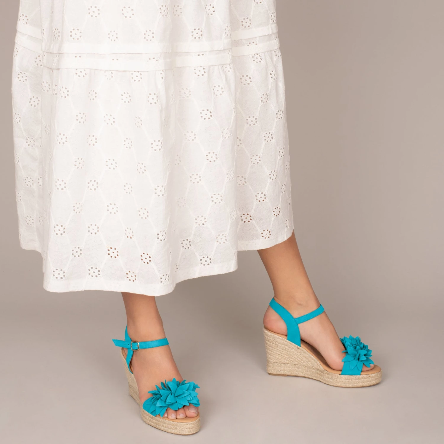 ZAHARA - Espadrilles Hautes Avec Fleurs TURQUOISE – Image 6