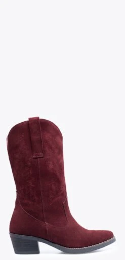 DALLAS - Bottes Style Cow-boy BORDEAUX Nubuck